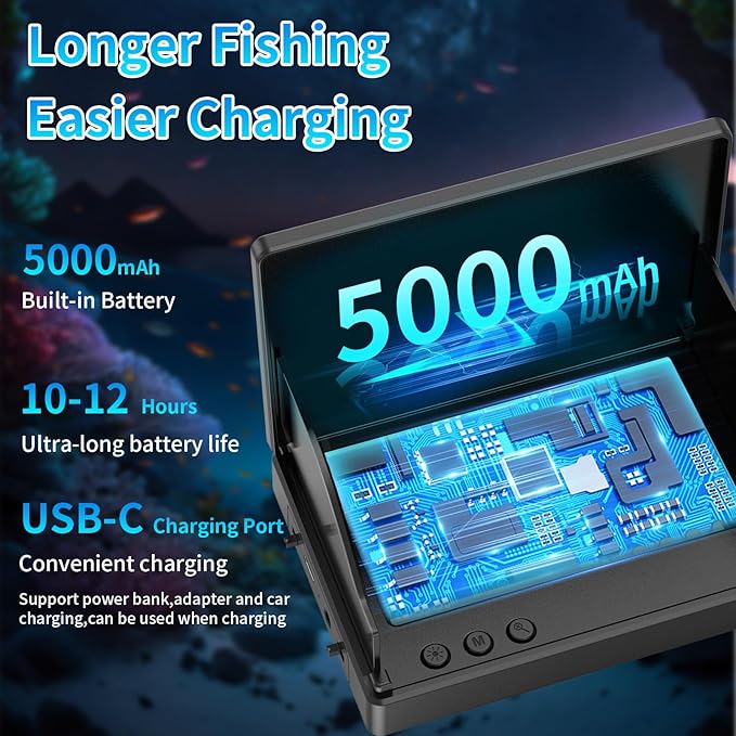 Underwater Fishing Camera TMACTIME 1080P HD, Portable Fish Finder with 4.3" LCD Display & Infrared Night Vision Light, IP68 Waterproof & 5000mAh, Fishing Camera for Ice Lake Boat Kayak Fishing - 30M