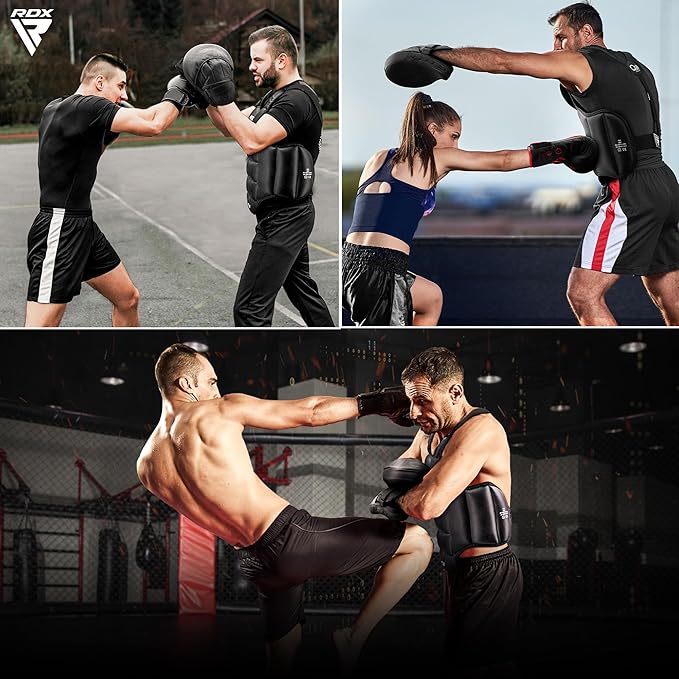 RDX Boxing Body Protector Reversible, Kickboxing MMA Muay Thai Chest Guard, Sparring Training Heavy Punching, Adjustable Shield, Martial Arts Upper Belly Protection Pad, Taekwondo TKD Vest