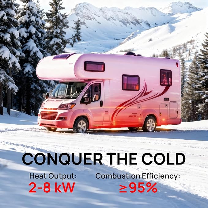 TURBRO 8kW Diesel Heater, DC 12V/24V Parking Heater with 4 Gal Large Fuel Tank, Smart LCD, Remote and Bluetooth APP Controlled, Programmable Timer, For RVs, Campers, Trucks, Trailers and Boats, S8BP