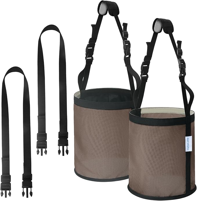 Horse Feed Bag 2 PCs, Breathable Mesh Feed Bags for Horses, Muzzle Feedbag for Feeding Grain, Anti-Spill Design Feeder, Soft Neck Pad Nose Pad, Universal Fit (Camel)