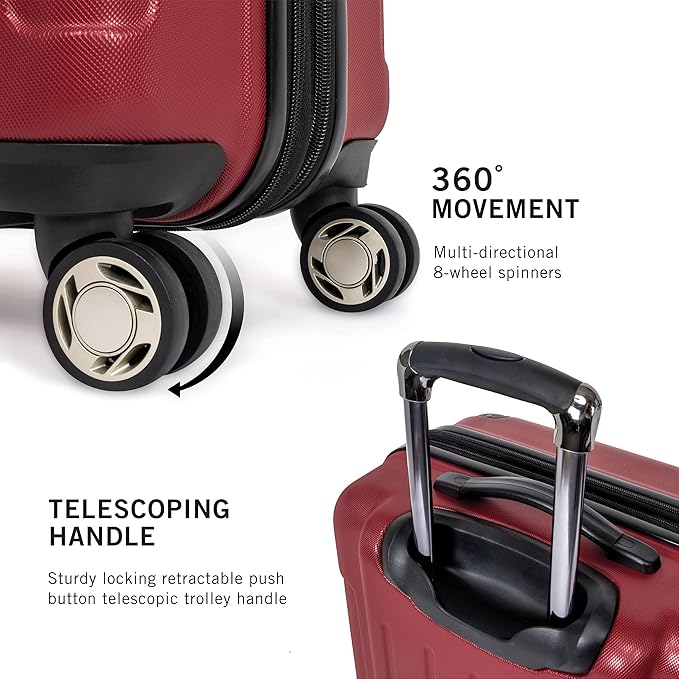 Kenneth Cole REACTION Renegade Luggage Expandable 8-Wheel Spinner Lightweight Hardside Suitcase, Scarlet Red, 3-Piece Set (20"/24"/28")