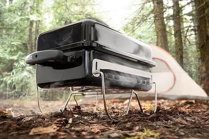 Weber Go‑Anywhere Charcoal Grill – Compact Portable BBQ Grill for Camping, Tailgating & Outdoor Cooking with 2‑Piece Cooking Grate & Precise Airflow Dampers