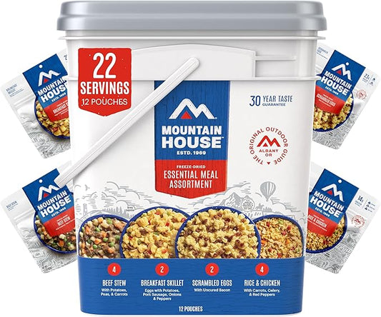 Mountain House Emergency Meal Assortment Kits, Freeze-Dried Survival Food Kit for Disaster Preparedness & Long-Term Storage, 30-Year Shelf Life