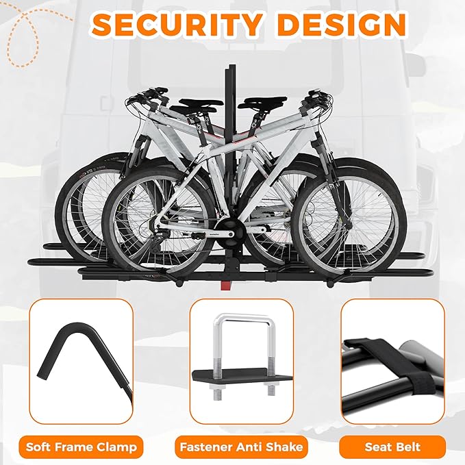 Bike Rack Hitch for Car, 180 Lbs Capacity for 4-Bike with Foldable Tilt Design Hitch Bike Rack for Cars Trucks and SUV with 2" Hitch Receiver