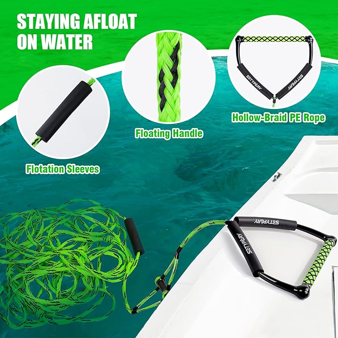 75FT Wakeboard Rope and Handle, Floating Water Ski Rope for Watersports, 4 Sections Ski Ropes for Water Skiing, Kneeboarding, Wakeboarding