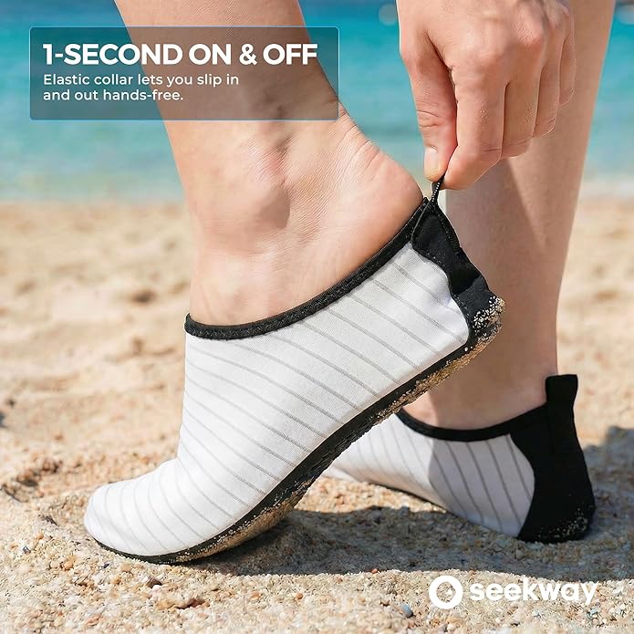 SEEKWAY Water Shoes Women Men Adult Quick-Dry Aqua Socks Barefoot Non Slip for Beach Swim River Pool Lake surf Black SK002(U)