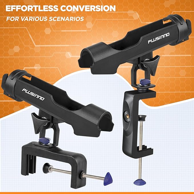 PLUSINNO 釣りボートロッドホルダー 大型クランプ開口部 360度調整可能 釣り竿ラック 折りたたみ式ホルダー