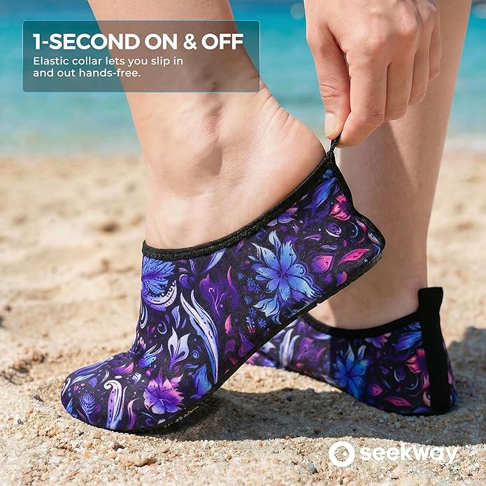SEEKWAY Water Shoes Women Men Adult Quick-Dry Aqua Socks Barefoot Non Slip for Beach Swim River Pool Lake surf Black SK002(U)