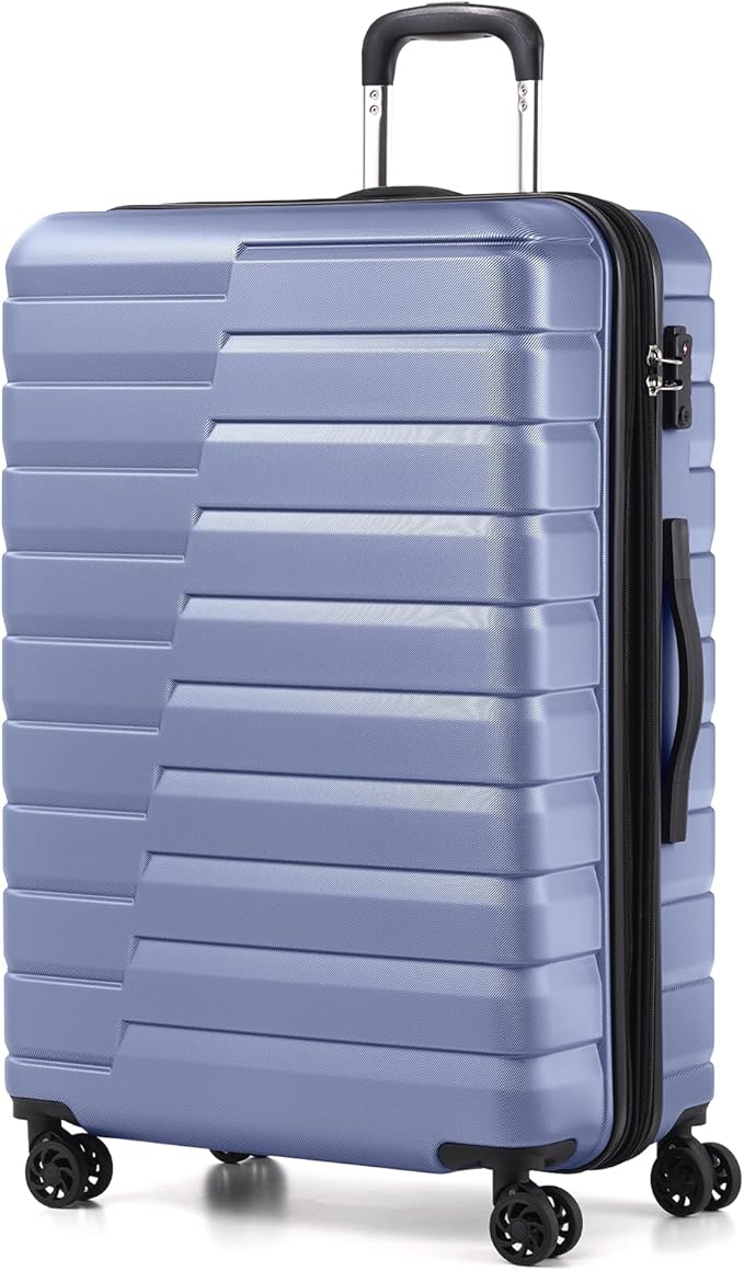 Coolife 拡張可能 大型スーツケース スピナーホイール付き ハードシェル TSAロック ローリングトラベルラゲージ 28インチ, ブルー