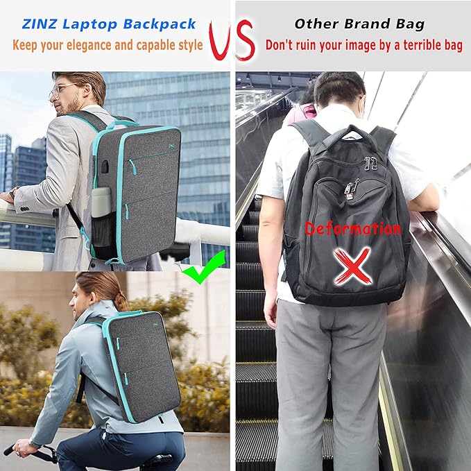 ZINZ Slim & Expandable Laptop Backpack 15 15.6 16 Inch Sleeve, Spill-Resistant Notebooks Bag Case for Most 14-16 Inch MacBooks Surface-Books Dell HP Lenovo Asus Computers,LG01Y02
