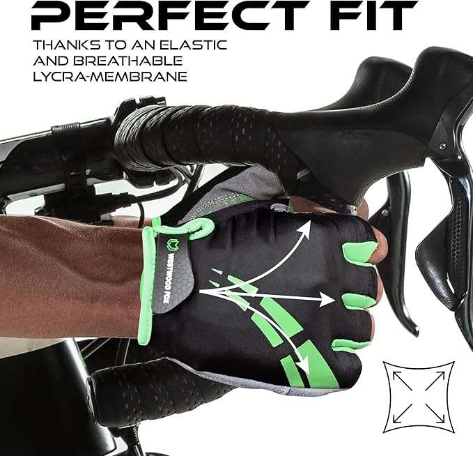 WESTWOOD FOX Cycling Gloves for Men Women,Half Finger Unisex Gel Padded Anti-Slip Mountain Bike Gloves, Breathable Shock Absorption Grip Palm Bicycle Summer Riding MTB Bike Gloves