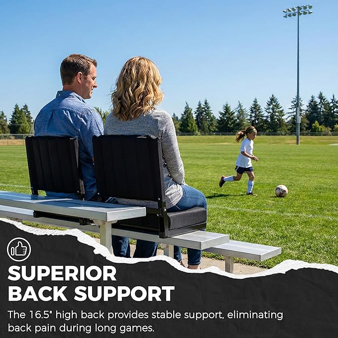SPORT BEATS Stadium Seats with Back Support Bleacher Chairs with Back and Cushion Thick Padded Bleacher Seats Includes Shoulder Strap Retro Flag 1pc Standard