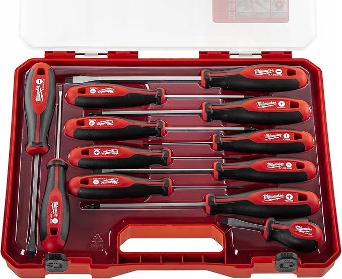 Milwaukee Set of 12 Tri-Lobe Screwdrivers 4932472003,Red