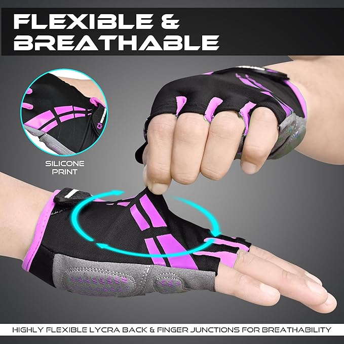 WESTWOOD FOX Cycling Gloves for Men Women,Half Finger Unisex Gel Padded Anti-Slip Mountain Bike Gloves, Breathable Shock Absorption Grip Palm Bicycle Summer Riding MTB Bike Gloves