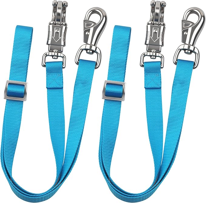 Cross Ties for Horse, Nylon Trailer Tie w/Quick-Release Panic Snap & Bull Snap Horse Trailer Accessories, Adjustable Length Range 42.5" to 73", Equestrian Supplies, Azure