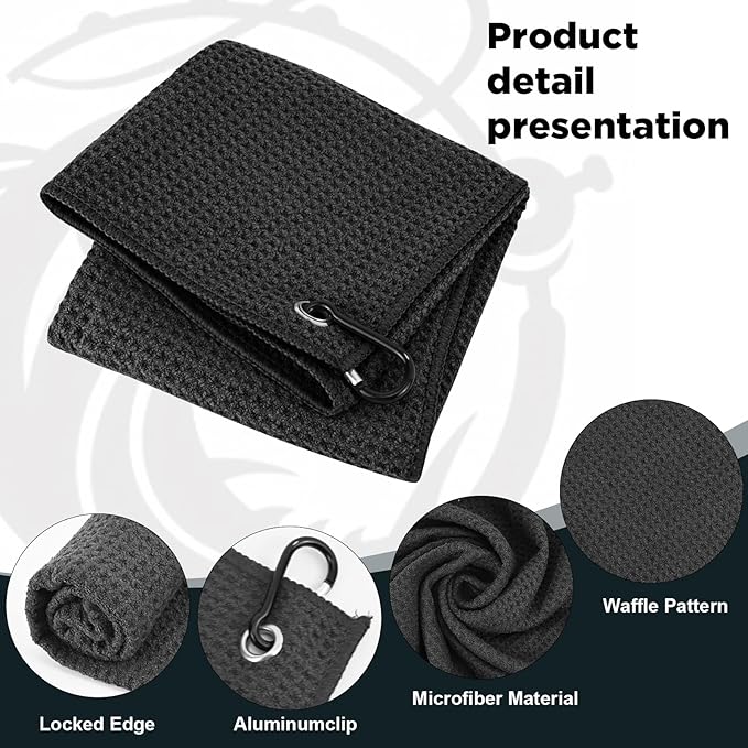 3 Pack Microfiber Fishing Towels with Clip, 16" X 16", Waffle Pattern for Effective Cleaning of Fishing Gears or Dirty Hands, Perfect for Camping Towels and Hiking Towles