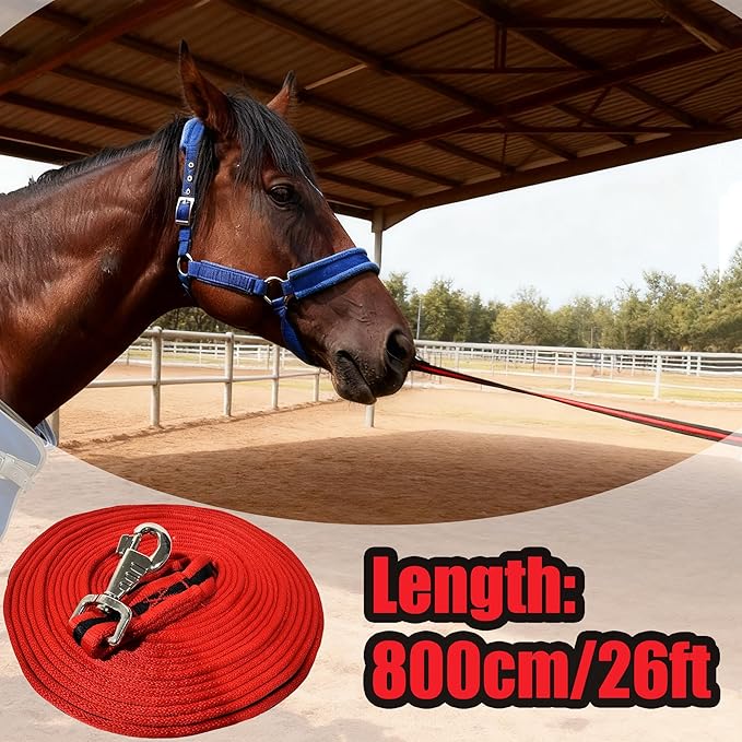 perixir Lunge Line for Horse, Premium Equine Lunge Line with Swivel Bolt Snap for Accurate Equestrian Training, Competition, and Daily Use, 26 ft (8 Meters)