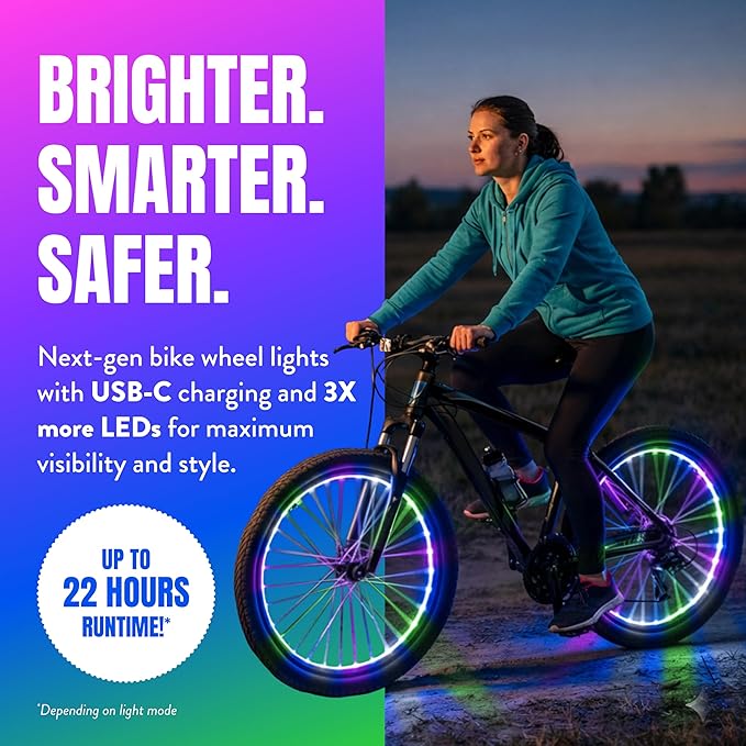 Activ Life LED Bike Wheel Lights with Batteries Included! Get 100% Brighter and Visible from All Angles for Ultimate Safety & Style (1 Tire Pack)
