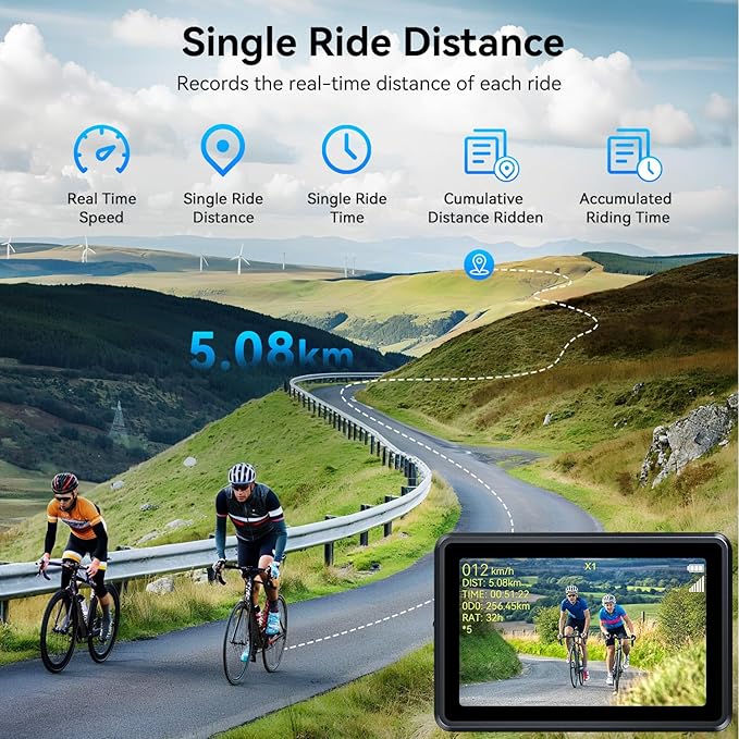 FEISIKE Bike Camera with 4.3" Display, 145° Wide-Angle Night Vision Bike Mirror with Cyclocomputer, Smart Bike Computer with Speed Display for Safer Rides