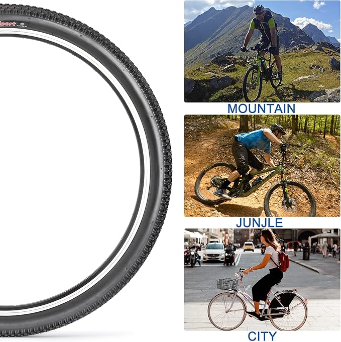 Replacement Bike Tire -26’’x1.95’’,26’’x2.25’’, 27.5’’x2.1’’, 27.5’’x2.2’’, and 29’’x2.2’’ Durable Folding Mountain Bike Tire - 60 TPI Bicycle Tires