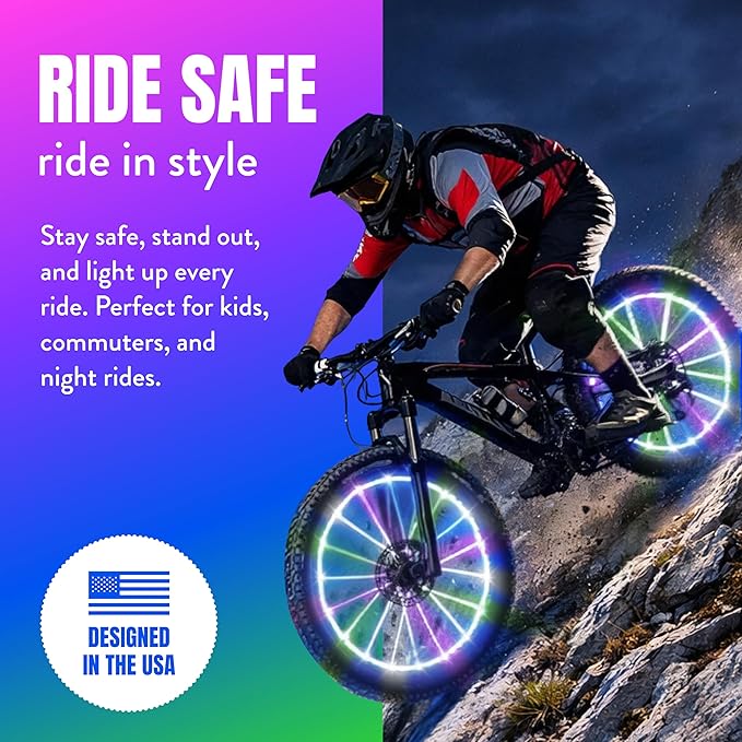 Activ Life LED Bike Wheel Lights with Batteries Included! Get 100% Brighter and Visible from All Angles for Ultimate Safety & Style (1 Tire Pack)
