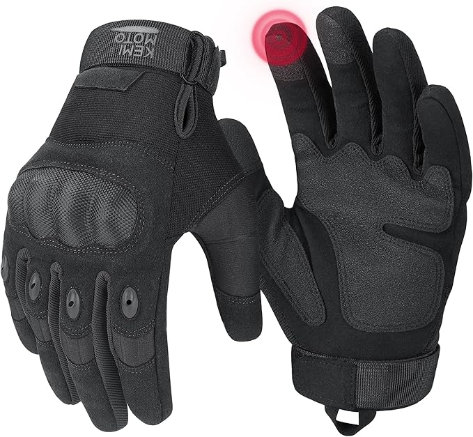 KEMIMOTO Tactical Gloves for Men, Touchscreen Motorcycle Gloves with Hard Shell & Palm Padding for Sports Motorcycle Cycling Tactical Airsoft Paintball Hunting Hiking Camping Climbing