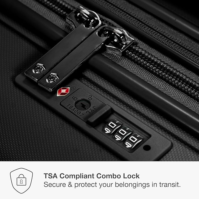 Traveler's Choice パゴサ ハードシェル 拡張可能荷物 スピナーホイール付き, ブラック, 22インチ機内持ち込み