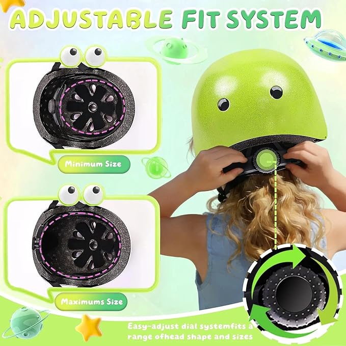 Kids Bike Helmet Set for Boys Girls Toddler Bicycle Helmet Adjustable Skateboard Helmet Protective Gear Set Knee Elbow Wrist Pads for Children Cycling, Scooter, Outdoor Sports