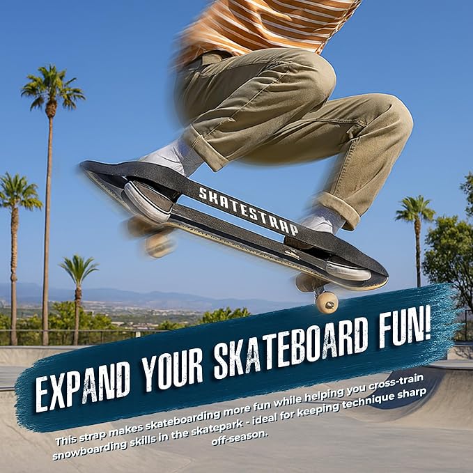 Skatestrap - Improves Board Control, mimicks Binding Systems Used in All Board Sports - More Fun on Your Skateboard - Snowboarding at The Skate Park - Great Gift - Improve Skills at Wakeboarding