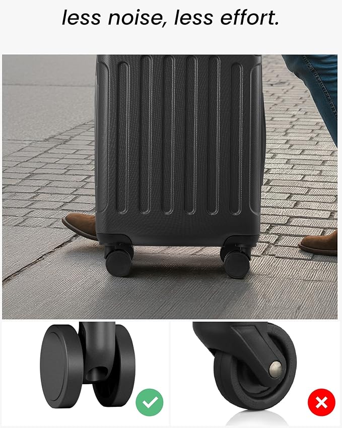 Carry On Luggage 22x14x9 Airline Approved, Hardside Suitcase with Wheels, TSA Approved, Tote Bag, Black
