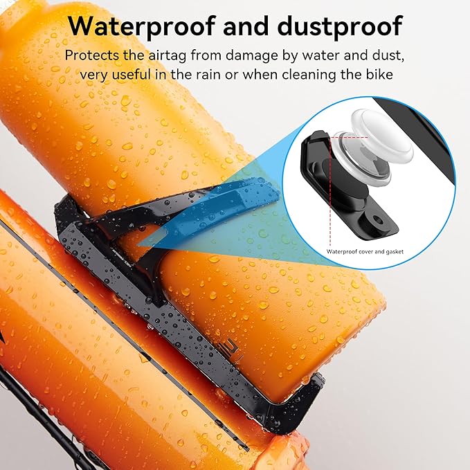 for Airtag Bike Water Bottle Holder, Waterproof for AirTag Mount Hidden GPS Tracker Anti-Theft, Bicycle Bottle Cages with Safety Screw Tool, Universal Drink Cup Holder for Road MTB Bikes