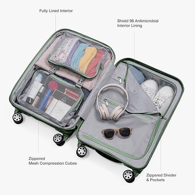 Traveler's Choice Pagosa ハードシェル 拡張可能荷物 スピナーホイール付き、グリーン、30インチ 大型