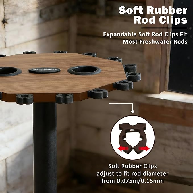 Rush Creek Creations | Rod Holder for 16 Fishing Poles, Garage Organization and Storage, for Reels, Gear, Accessories, Tackle Box