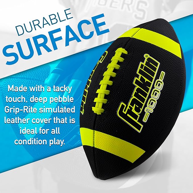 Franklin Sports Youth + Adult Footballs - Extra Grip 1000 Official Size, Junior + Pee Wee Kids - 1 + 12 Packs