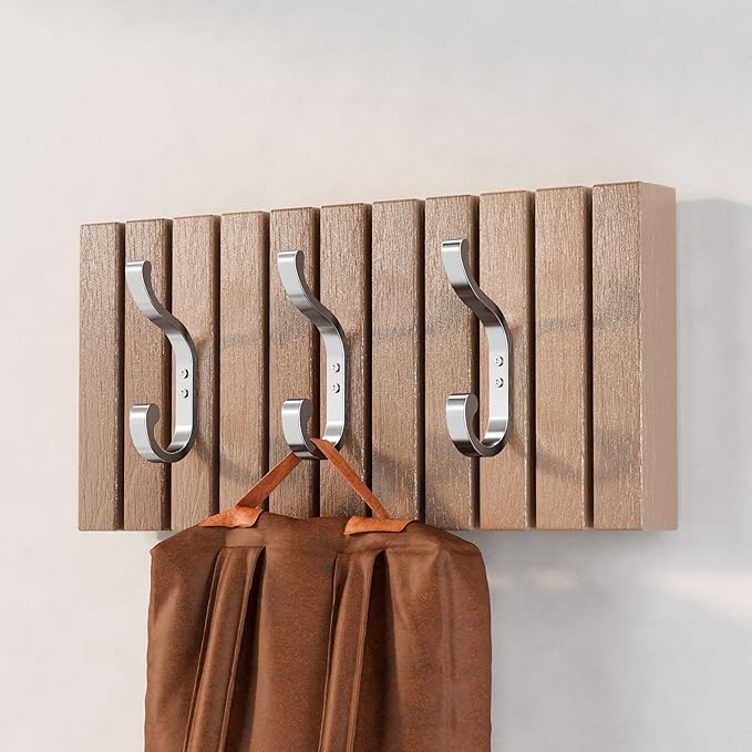 6-Pack Heavy Duty Wall Hooks - Hold 30LB for Backpacks, Towels, Coats, Keys, Clothes - Silver Wall Mounted Hooks for Bathroom, Closet, Door, Mudroom