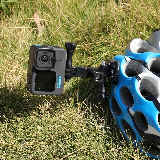 HSU Adjust Arm Straight Joints Mount, Long and Short Same Direction Straight Joints Mount for GoPro Hero 13 12 11 10 9 8 7 6 5 4 3 3+ 2 1, AKASO Campark and Other Action Cameras