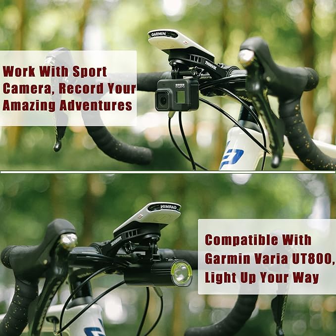 Bike Mount for Garmin Edge 1040/1030/840/830/540/530/200/130, Fit 25.4mm 31.8mm/35mm Handlebar, Computer Mount with Quick Release Gopro Mount Adapter and Light Holder