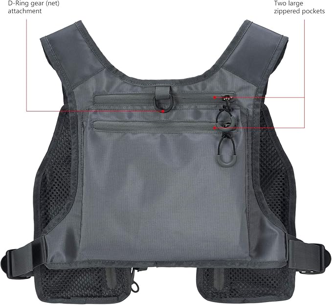 BASSDASH FV08 Ultra Lightweight Fly Fishing Vest for Men and Women Portable Chest Pack One Size Fits Most