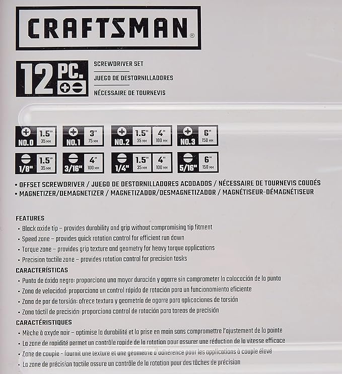 CRAFTSMAN Screwdriver Set, Bi-material, 12-Piece (CMHT65071)
