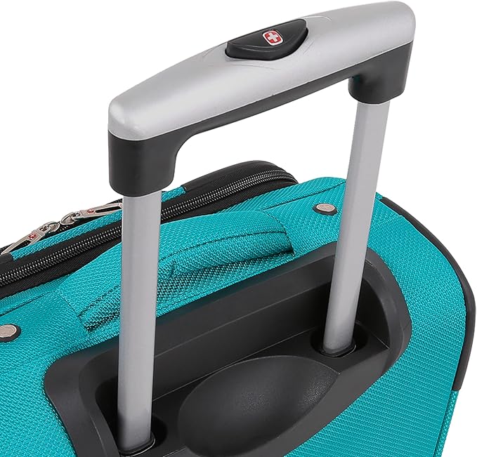 SwissGear Sion ソフトサイド 拡張可能ラゲッジ – 360度回転ホイールと格納式ハンドル付き中型チェックインスーツケース – 25インチ、1～7泊の旅行に最適 – ティール