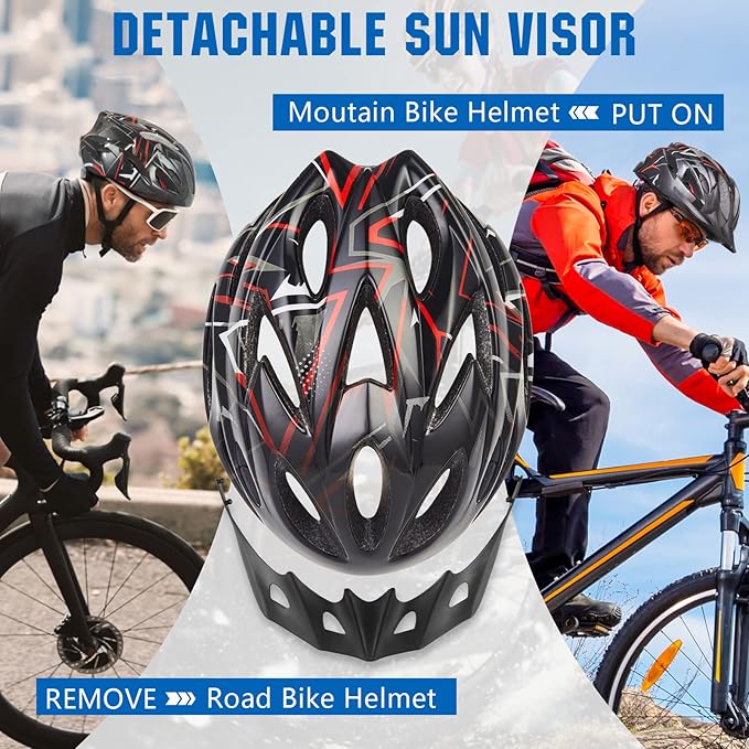 Zacro Adult Bike Helmet, Lightweight Bicycle Helmet with Removable Pads and Visor, CPSC Certified Safety Helmet for Men Women, Mountain Road Cycling Helmet for Adult