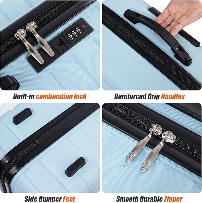 Luggage Sets 5 Piece Suitcases with Wheels, Suitcase Set ABS Hard Case Luggage with Spinner Wheels Durable Travel Luggage