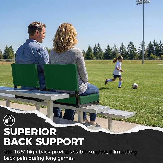 SPORT BEATS Stadium Seats with Back Support Bleacher Chairs with Back and Cushion Thick Padded Bleacher Seats Includes Shoulder Strap Huntergreen 1pc Standard