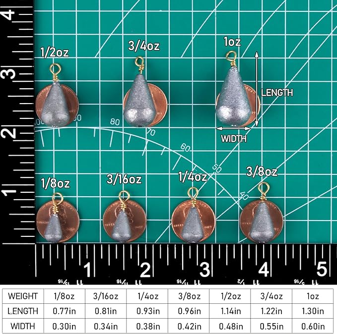 Dr.Fish 30 Pack Bass Casting Sinker Weights Lead Bell Drop Shot Weights with Brass Swivels Weight Freshwater Fishing Lead Sinker