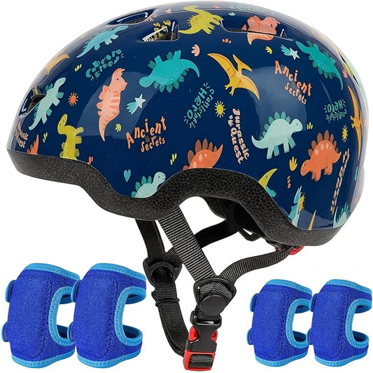 Toddler Helmet with Knee Pads and Elbow Pads Set for Kids Age 1-3, Adjustable Infant Baby Bike Helmet for Girls Boys for Balance Bike, Scooter, Bicycle
