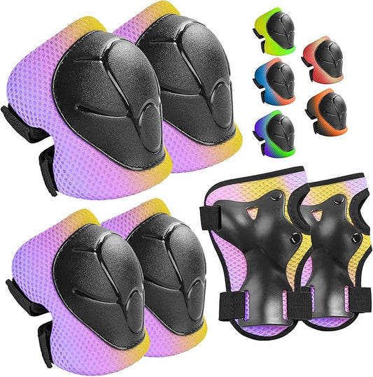 Wemfg Kids Protective Gear Set Knee Pads for Kids 3-14 Years Toddler Knee and Elbow Pads with Wrist Guards 3 in 1 for Skating Cycling Bike Rollerblading Scooter