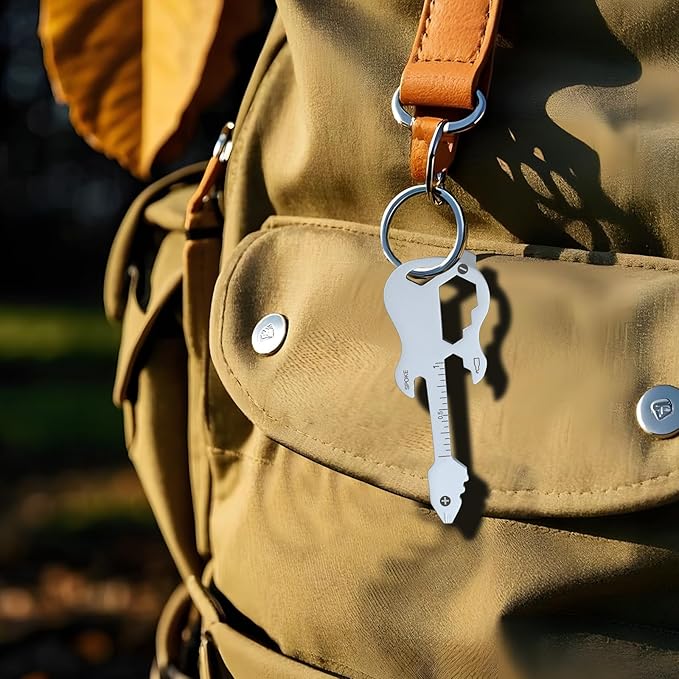 Father's Day Gifts for Dad from Daughter Son, Keychain Multi-tool 12 in 1 Pocket Gadgets Tools Bottle Opener Screwdriver, EDC Tool Key Ring Anniversary Birthday Gifts for Men Him (Guitar)