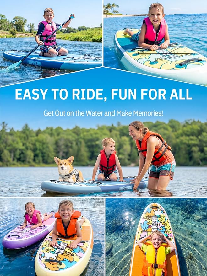 Niphean Inflatable Stand Up Paddle Board with SUP Accessories, Anti-Slip EVA Deck, 10’6’’ Inflatable Paddle Boards for Adults & Youth of All Skill Levels
