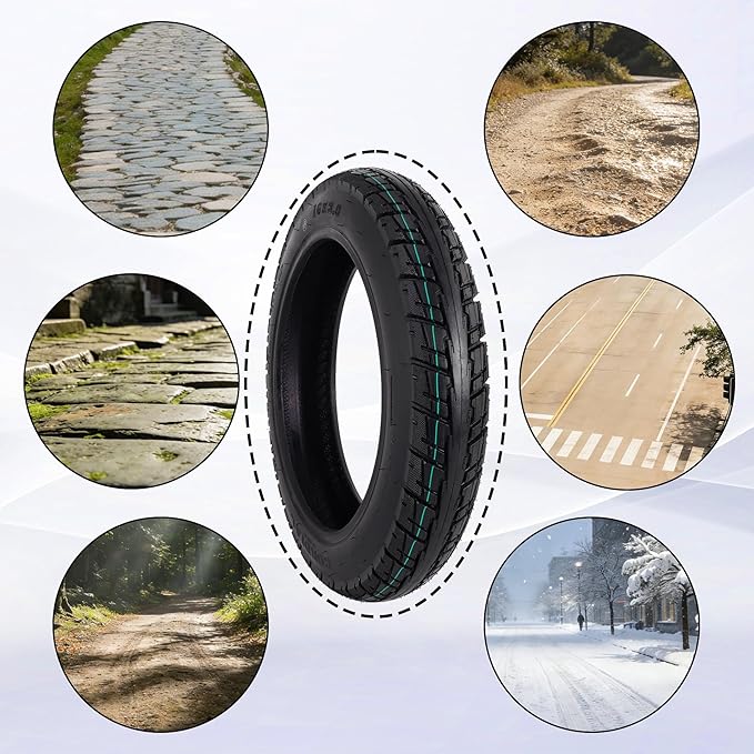 16 Inch Tubeless Tire for Electric Bike, 16x3.0 Puncture-Proof Snow Tire for E-Bike with Valve and Tire Levers, 16” Vacuum Tire Pneumatic Tires