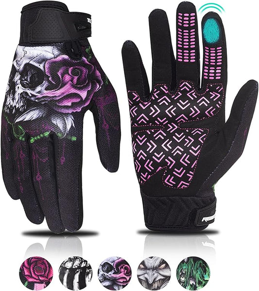 RIGWARL Motorcycle Gloves for Men Women Touchscreen, Lightweight Dirt Bike Glove Non-Slip, Skeleton Motorcycle Riding Glove
